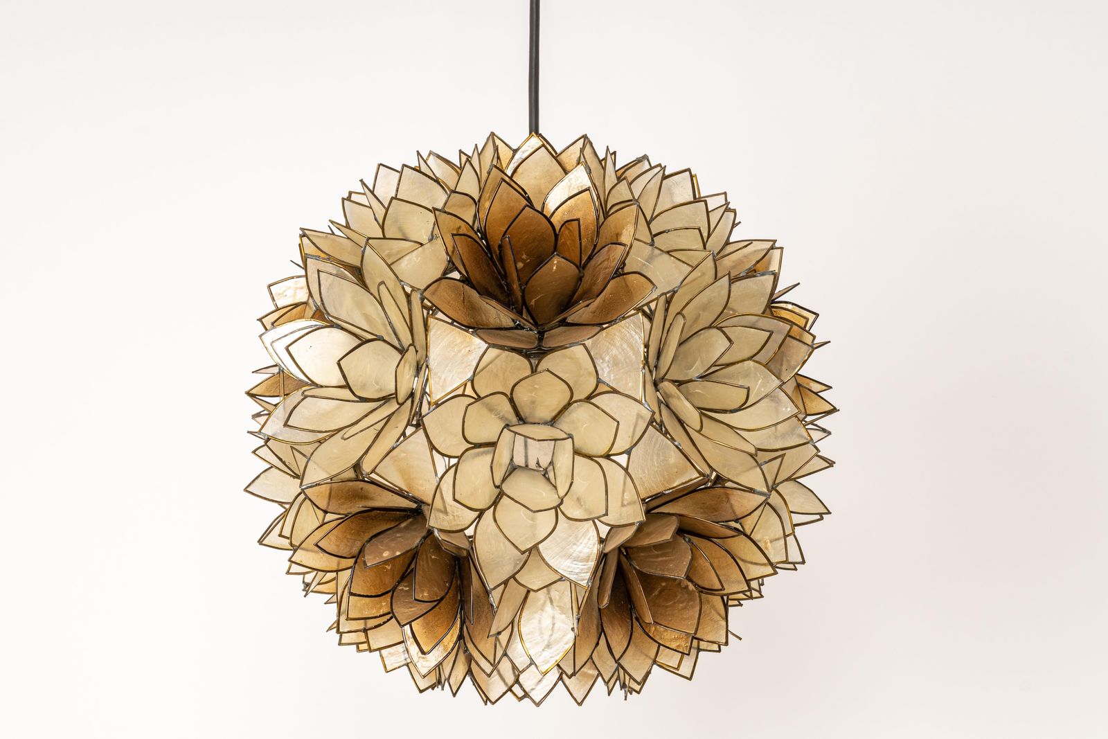 Capiz Shell Lotus Ball Chandelier Pendant Light Germany, 1960s photo for sale