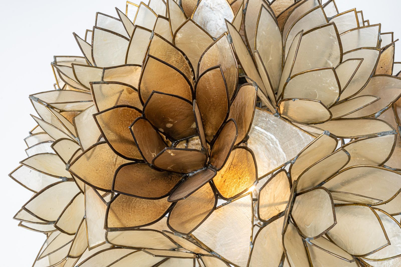 Capiz Shell Lotus Ball Chandelier Pendant Light Germany, 1960s photo vinterior