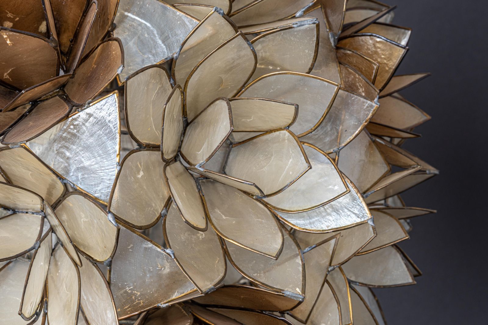 photo for sale Capiz Shell Lotus Ball Chandelier Pendant Light Germany, 1960s