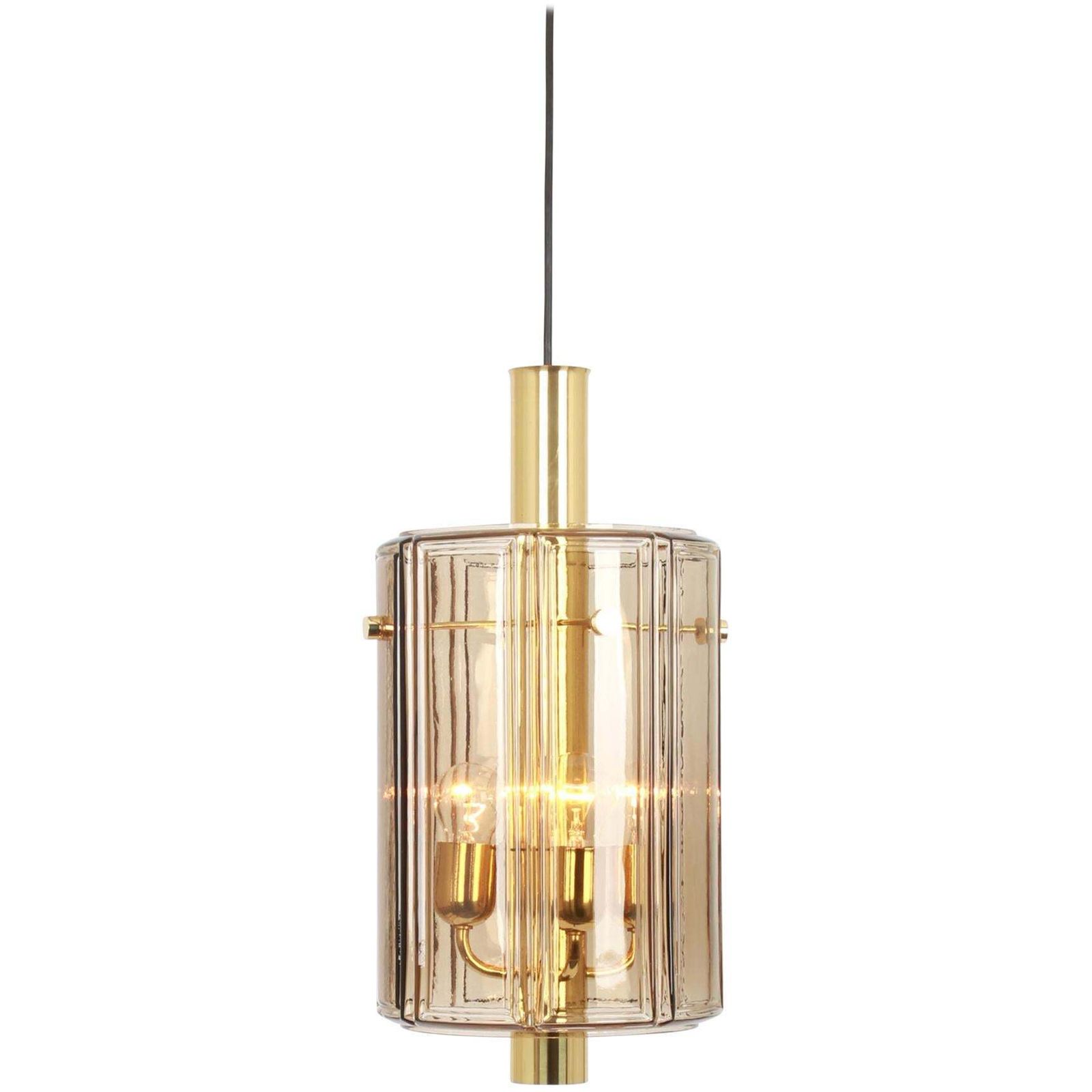 1 Of 3 Large Lantern Form Pendant Glass Shade By Limburg, Germany, 1960s