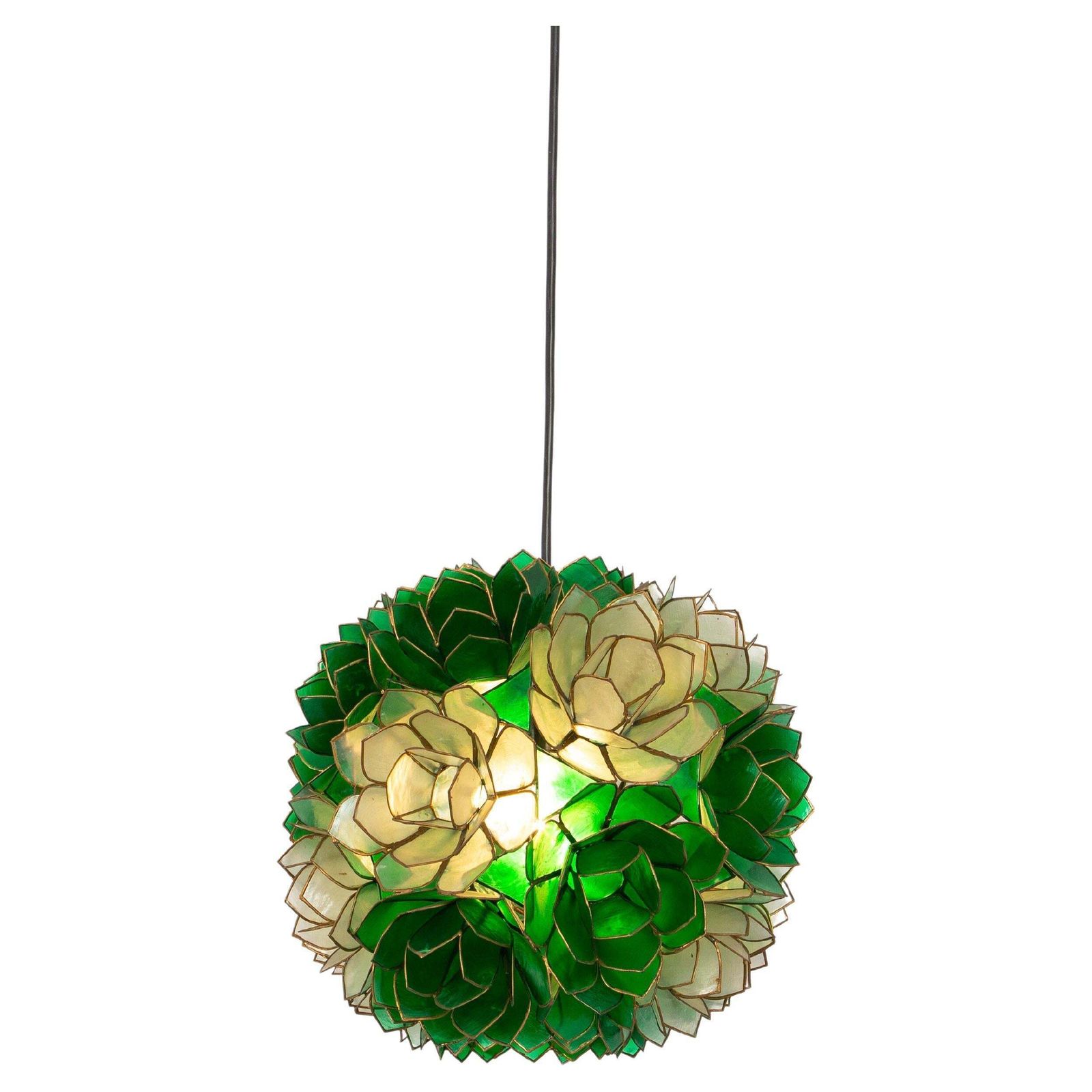 Capiz Shell Lotus Ball Chandelier Pendant Light Germany, 1960s