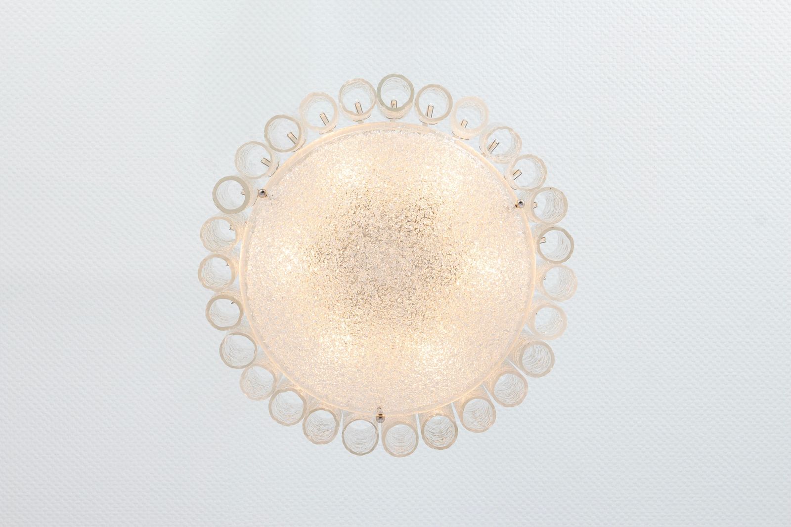 1 Of 4 Stunning Murano Glass Tubes Flushmount By Doria, Germany, 1960s photo vintage
