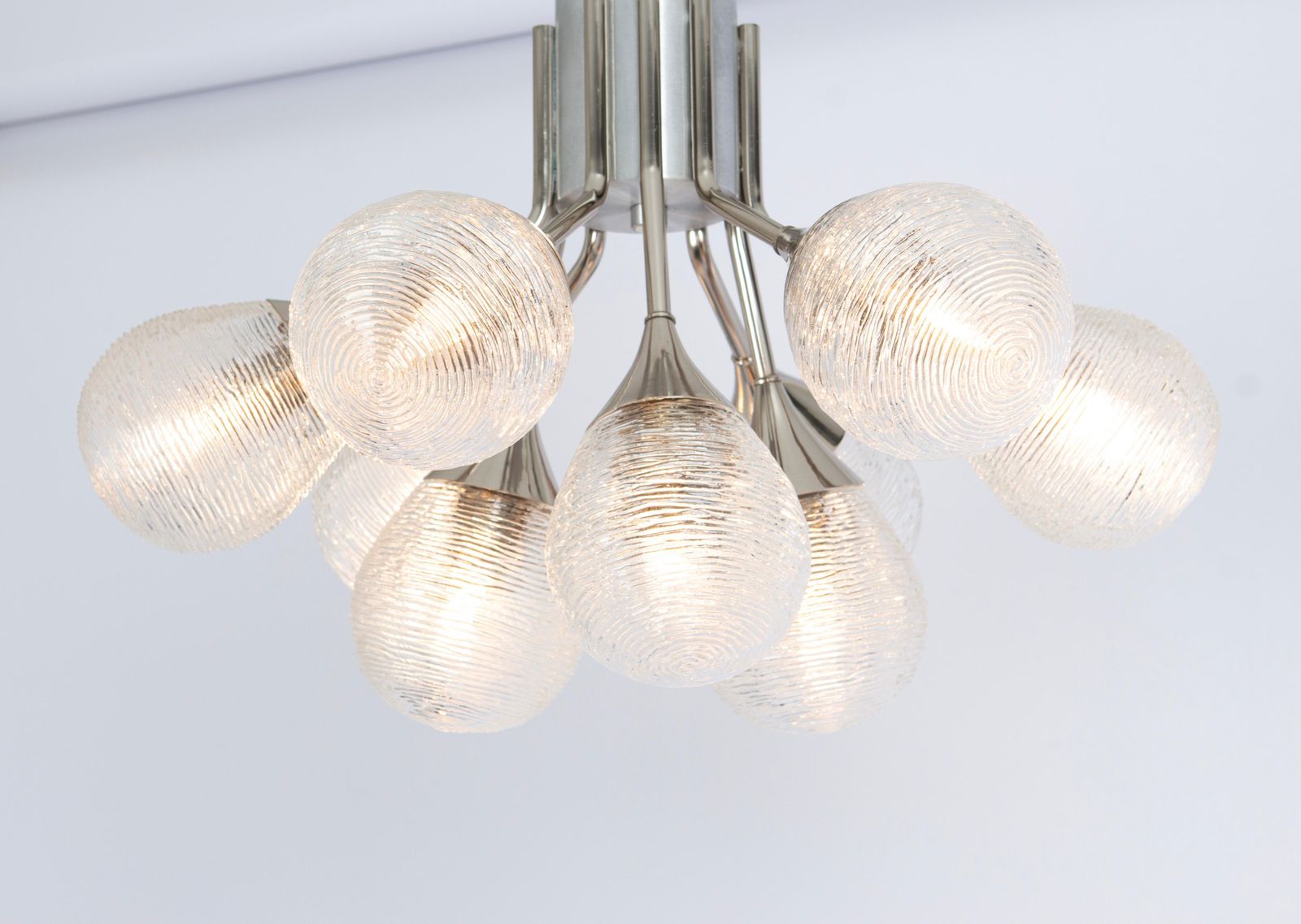 Stunning Kaiser Sputnik Glass Globes Chandelier, Germany, 1970s photo vintage