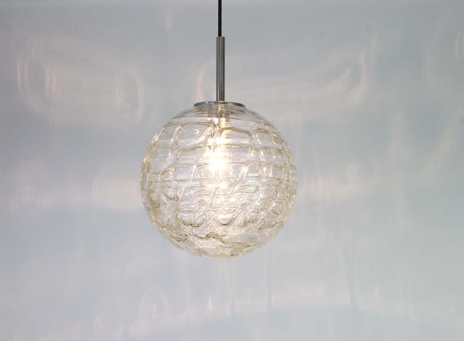 1 Of 2 Rare Murano Ball Pendant Light By Doria, Germany, 1970s photo Lighting