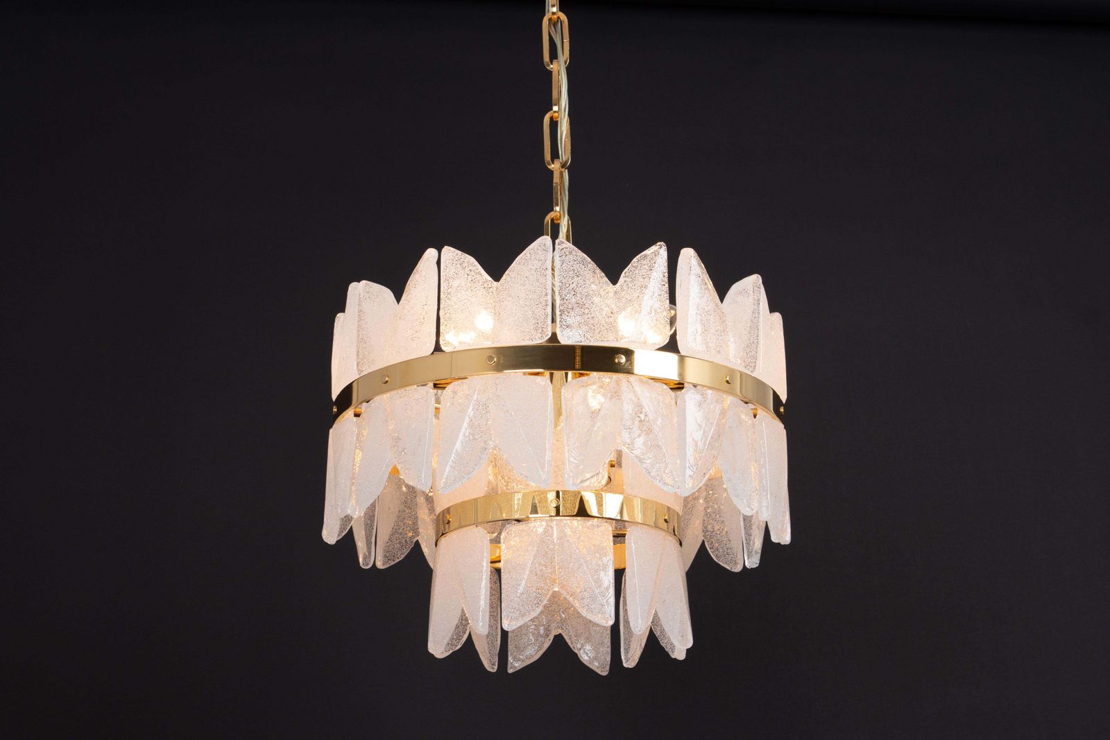 Gilt Brass, Crystal Glass Light Chandelier Corina, Kalmar, Austria, 1970 photo vintage