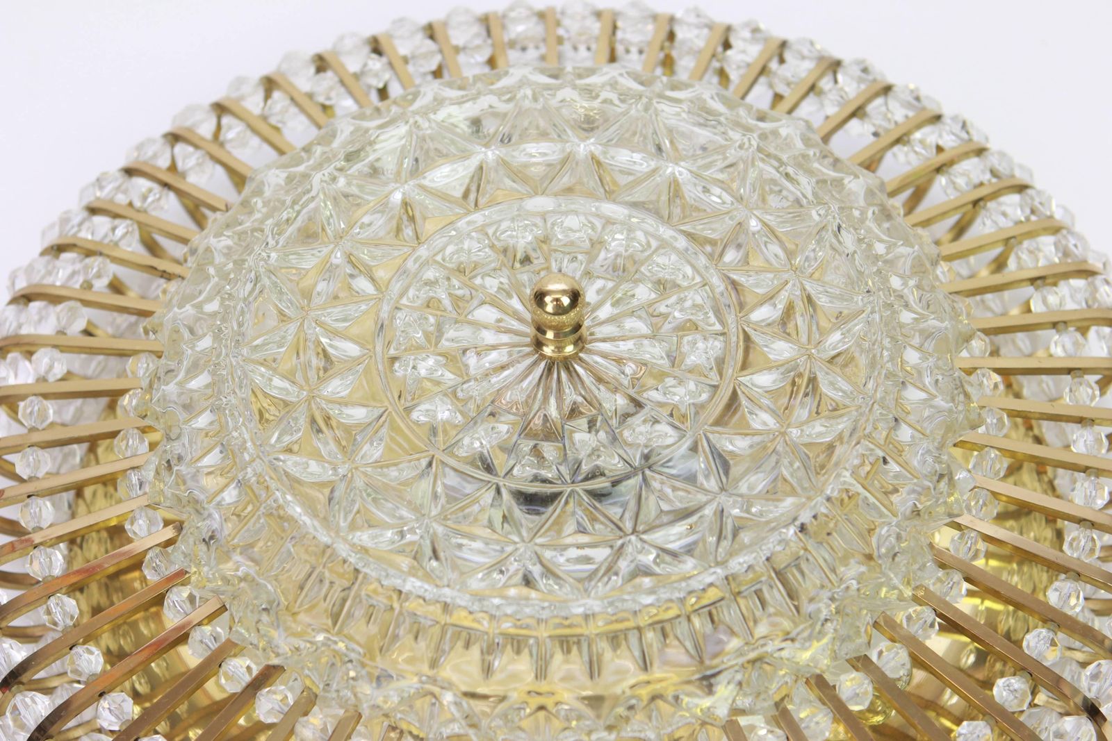 1 Of 2 Large Hillebrand Brass Glass And Lucite Bead Wall Lights, Germany, 1960s photo for sale