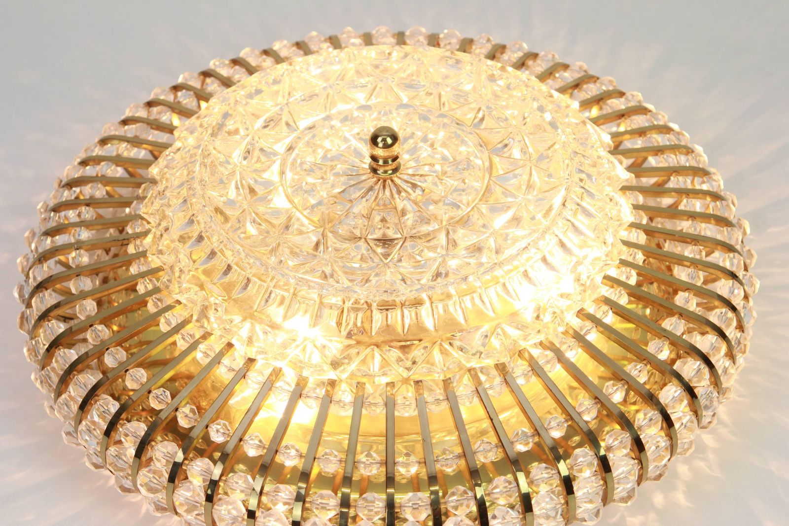 1 Of 2 Large Hillebrand Brass Glass And Lucite Bead Wall Lights, Germany, 1960s photo 1032.0