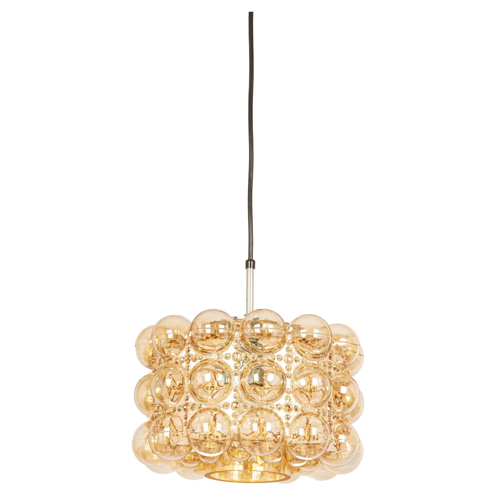 Large Amber Bubble Glass Pendant By Helena Tynell For Limburg, Germany, 1970s