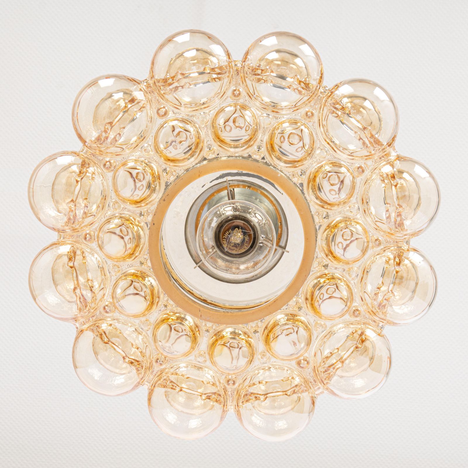 Large Amber Bubble Glass Pendant By Helena Tynell For Limburg, Germany, 1970s photo Lighting