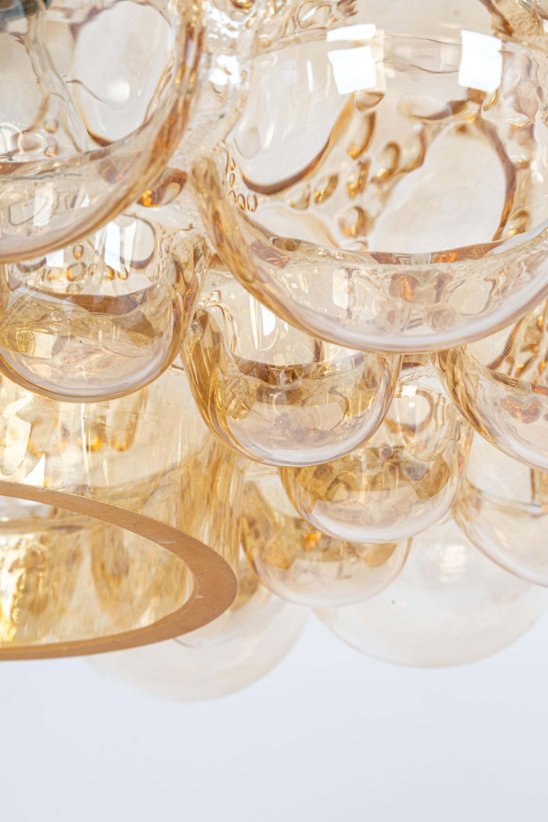 Large Amber Bubble Glass Pendant By Helena Tynell For Limburg, Germany, 1970s photo vinterior