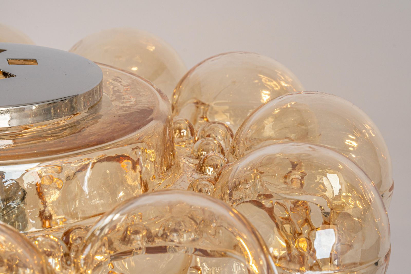 1032.0 Large Amber Bubble Glass Pendant By Helena Tynell For Limburg, Germany, 1970s photo