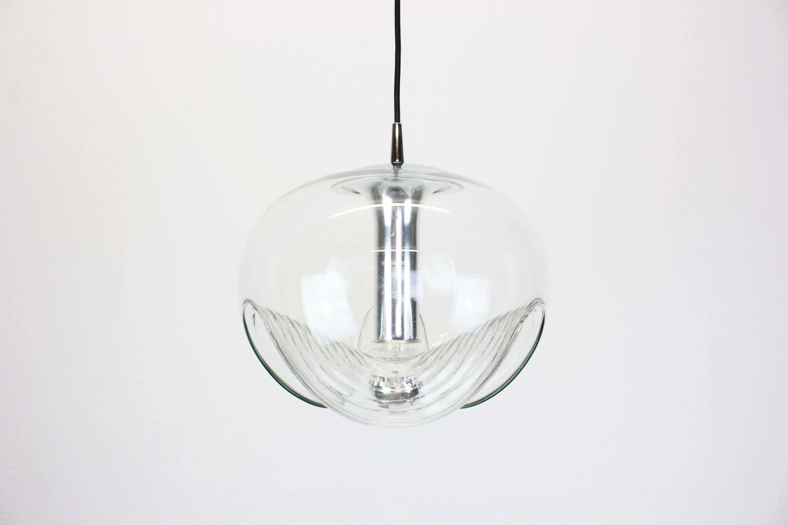 Large Clear Glass Pendant Light By Koch & Lowy, Peill & Putzler, Germany, 1970 photo vinterior
