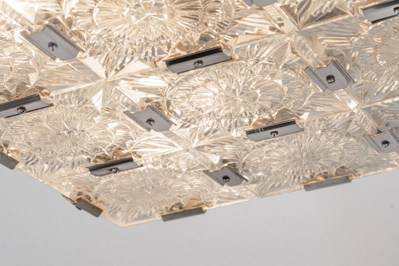 photo furniture Large Mid Century Glass Chandelier Veb Lighting, Germany, 1970s