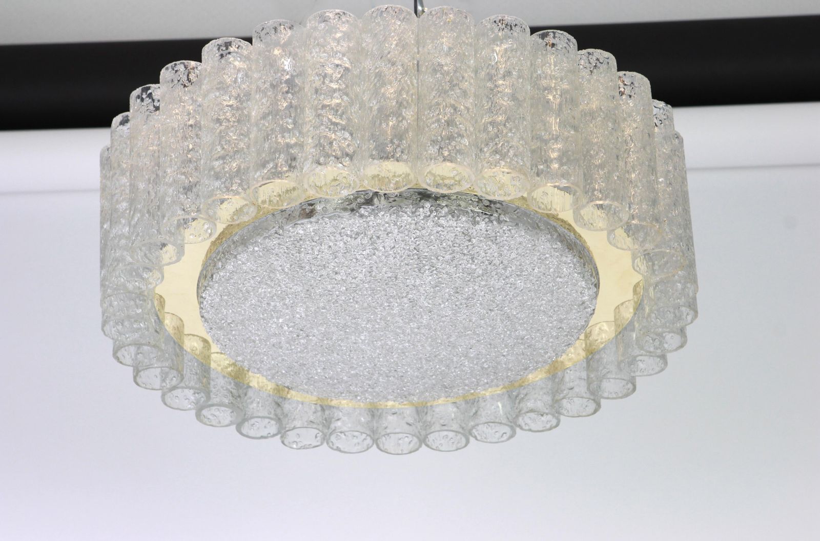 Doria Murano Glass Tubes Chandelier With Brass Surround, Germany, 1960s photo for sale