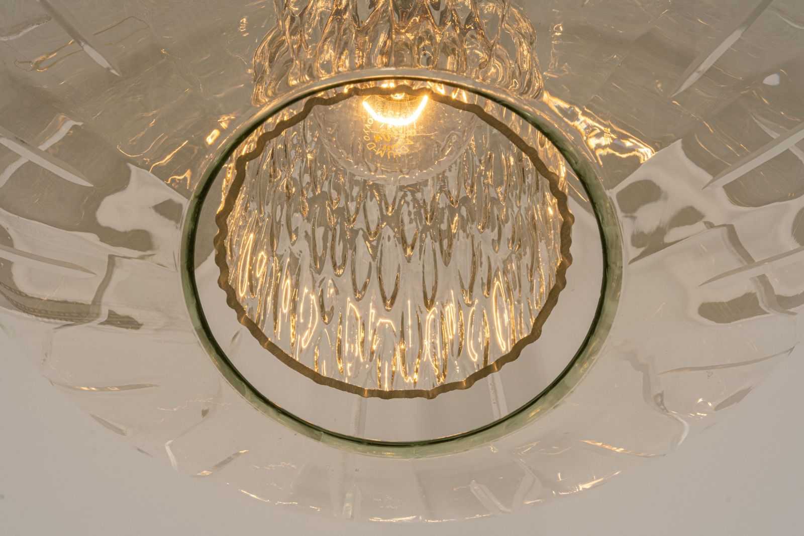 Large Glass Pendant Light In Tulipan Form By Cosack, Germany, 1970s photo vintage