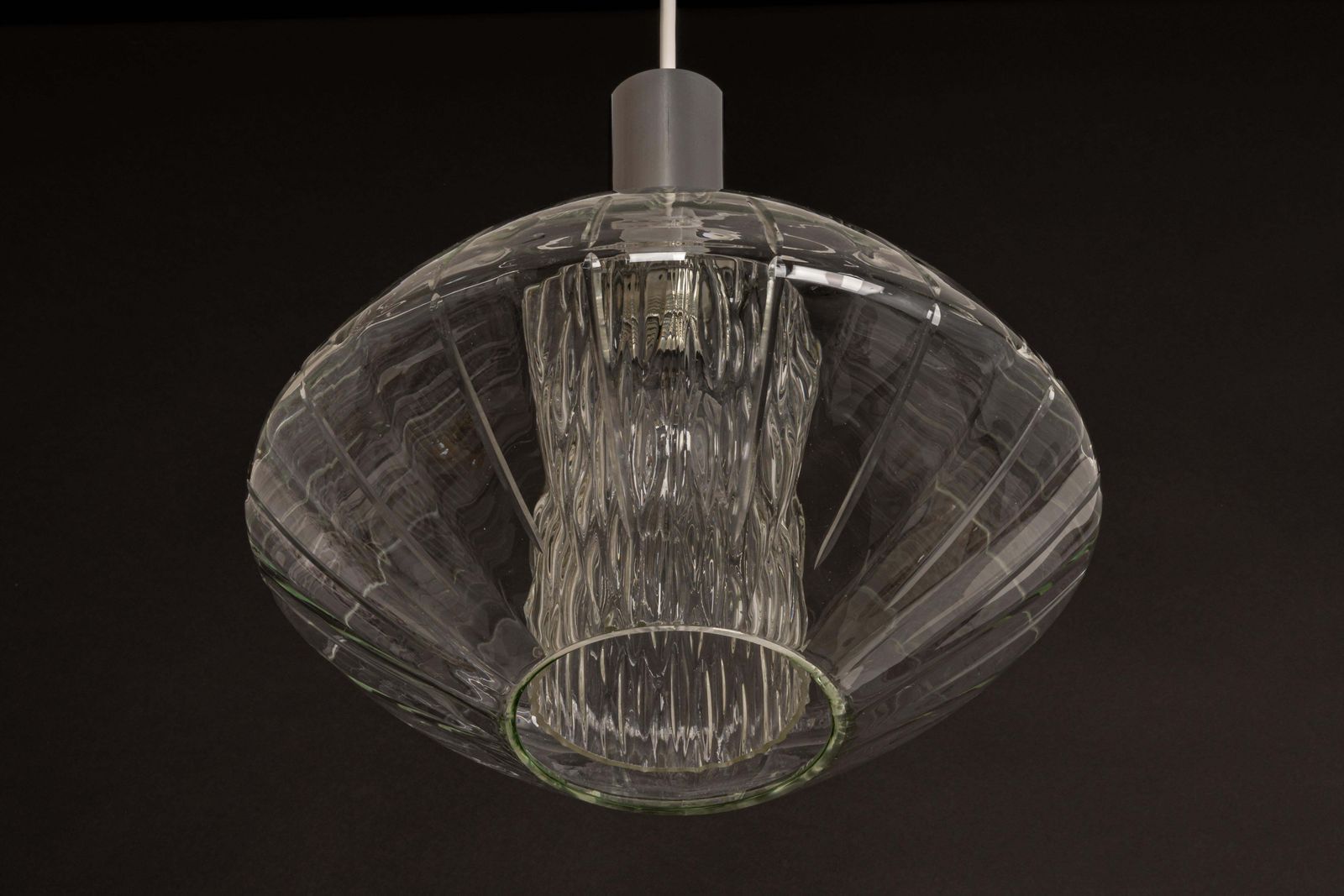 photo furniture Large Glass Pendant Light In Tulipan Form By Cosack, Germany, 1970s