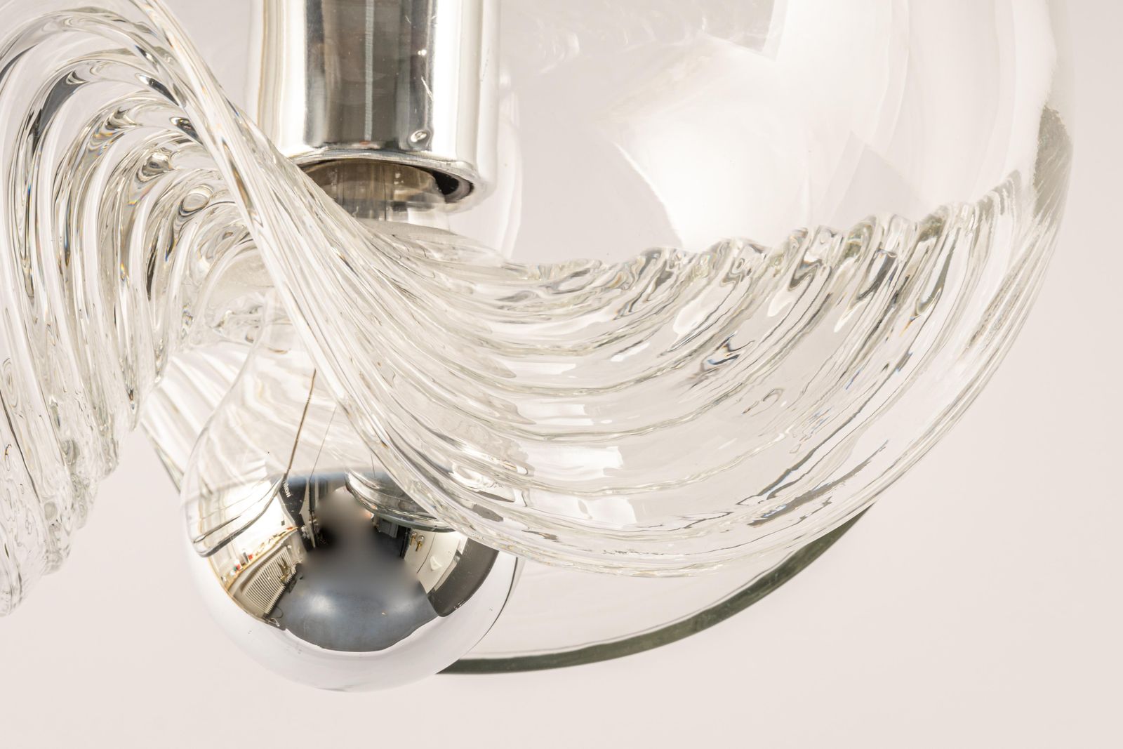 1 Of 6 Large Clear Glass Pendant Light By Peill & Putzler, Germany, 1970s photo Lighting