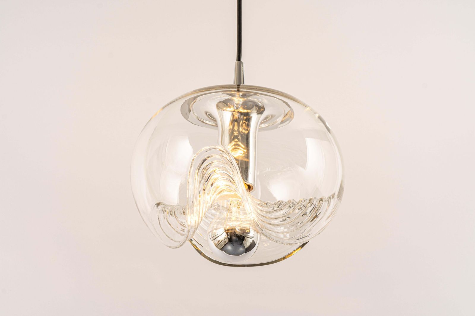 photo furniture 1 Of 6 Large Clear Glass Pendant Light By Peill & Putzler, Germany, 1970s