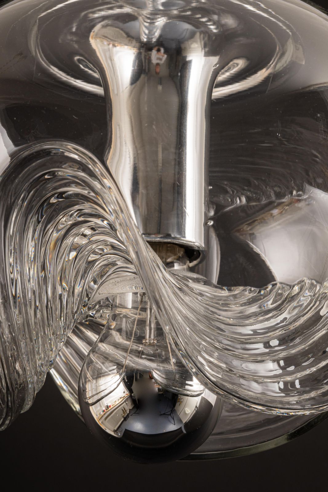 1118.0 1 Of 6 Large Clear Glass Pendant Light By Peill & Putzler, Germany, 1970s photo
