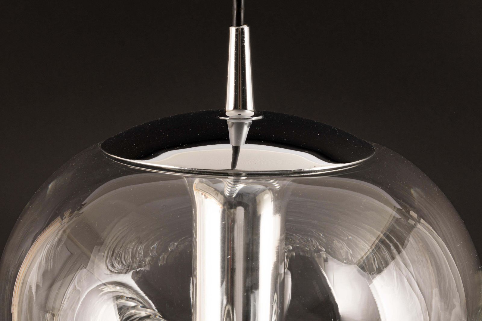 photo vinterior 1 Of 6 Large Clear Glass Pendant Light By Peill & Putzler, Germany, 1970s