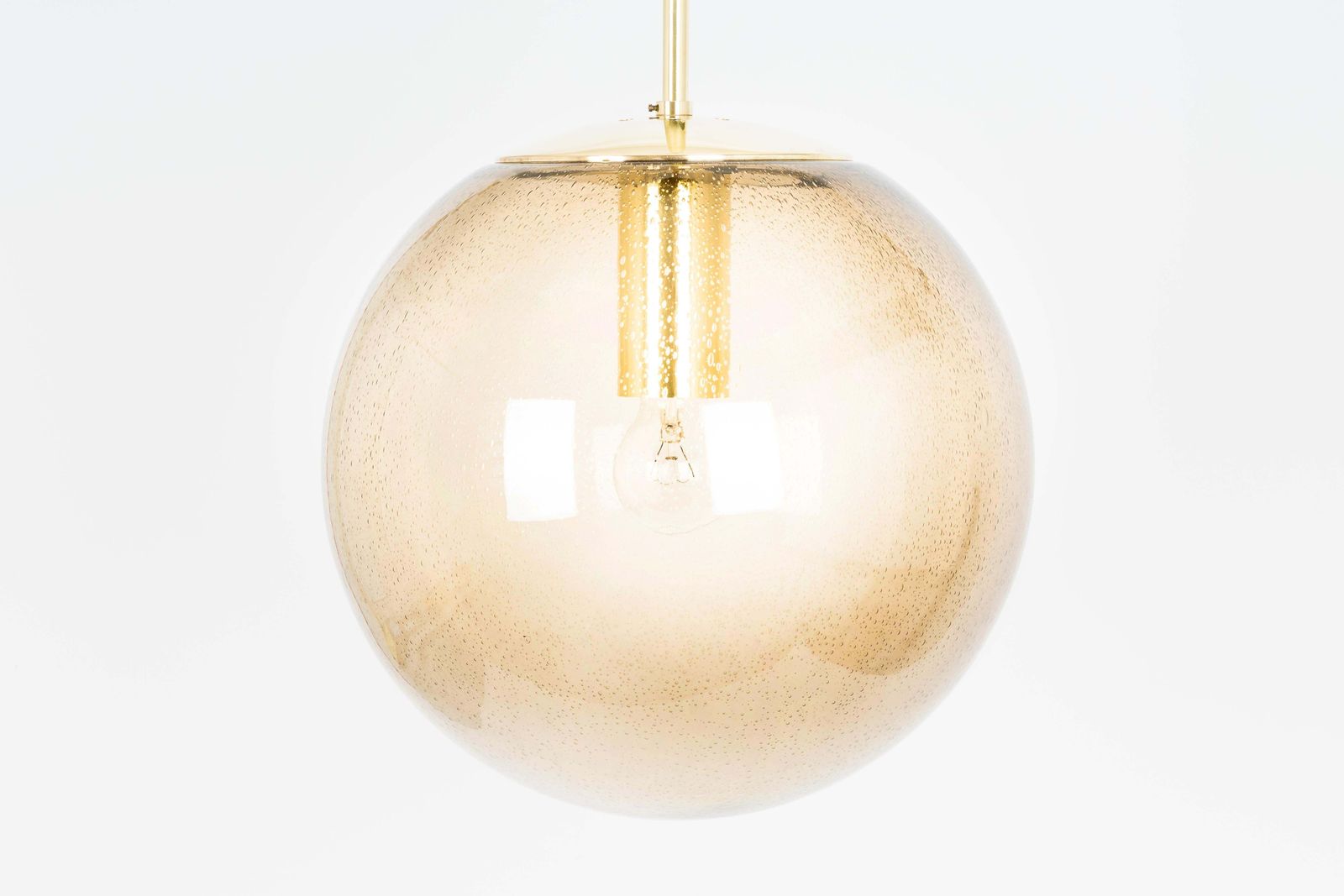 photo furniture 1 Of 2 Large Limburg Brass With Smoked Glass Ball Pendant, Germany, 1970s