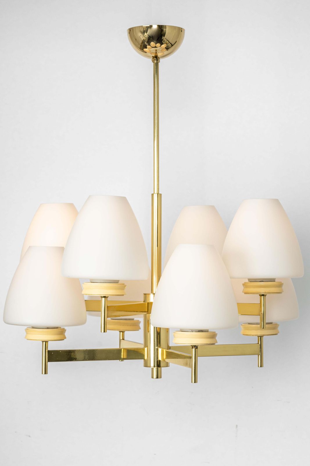 Stunning Sputnik Chandelier With Opal Glasses By Kaiser, Germany, 1970s photo 1161.0