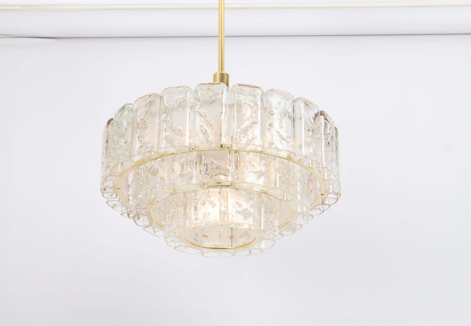 Stunning Murano Ice Glass Tubes Chandelier By Doria, Germany, 1960s photo vinterior