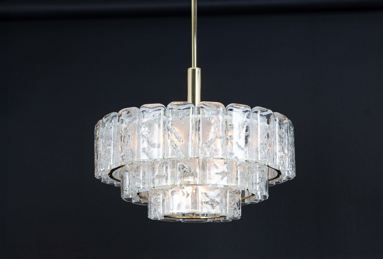 photo for sale Stunning Murano Ice Glass Tubes Chandelier By Doria, Germany, 1960s