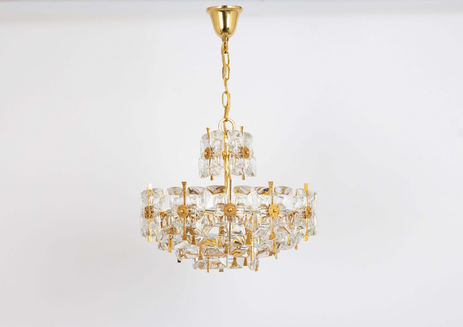 Gilt Brass And Crystal Chandelier, Sciolari Design By Palwa, Germany, 1970s photo furniture