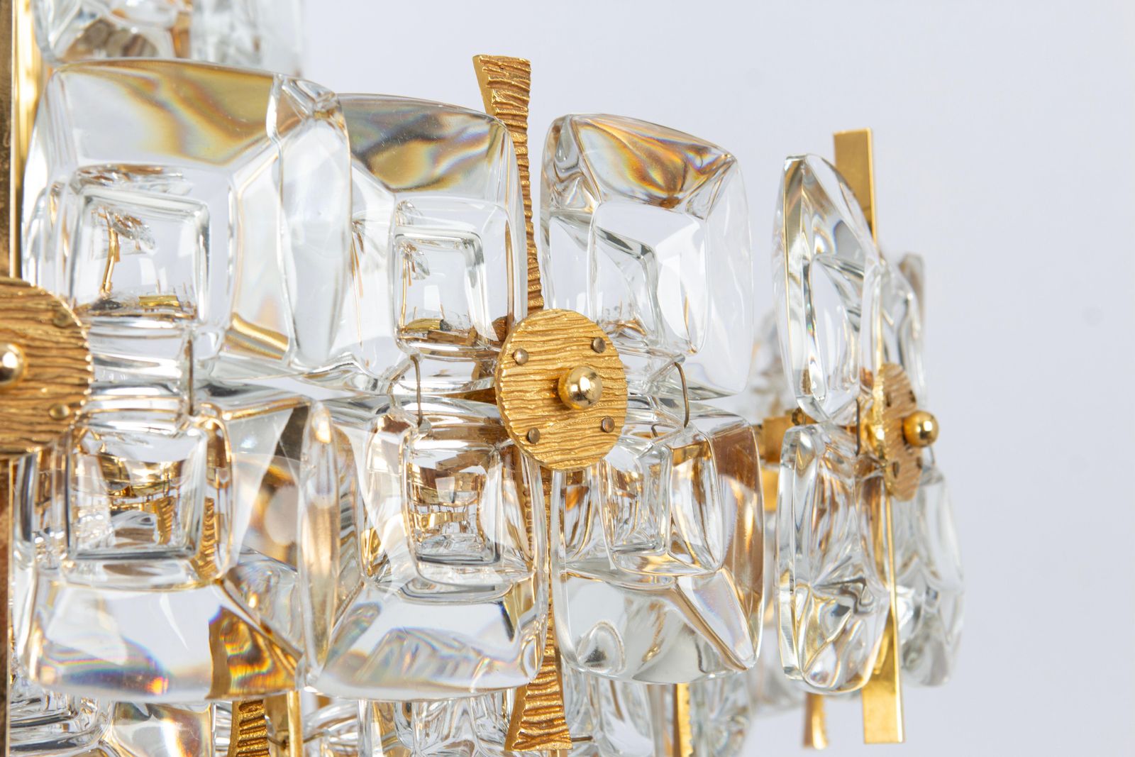 Gilt Brass And Crystal Chandelier, Sciolari Design By Palwa, Germany, 1970s photo for sale
