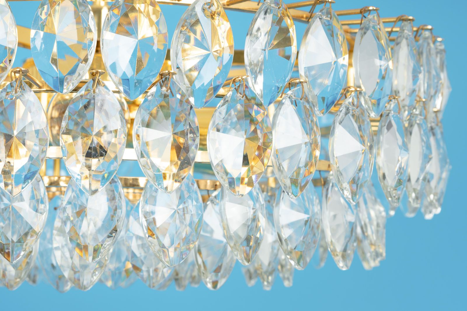 photo vinterior Bakalowits Chandelier Brass And Crystal Glass, Austria, 1960s