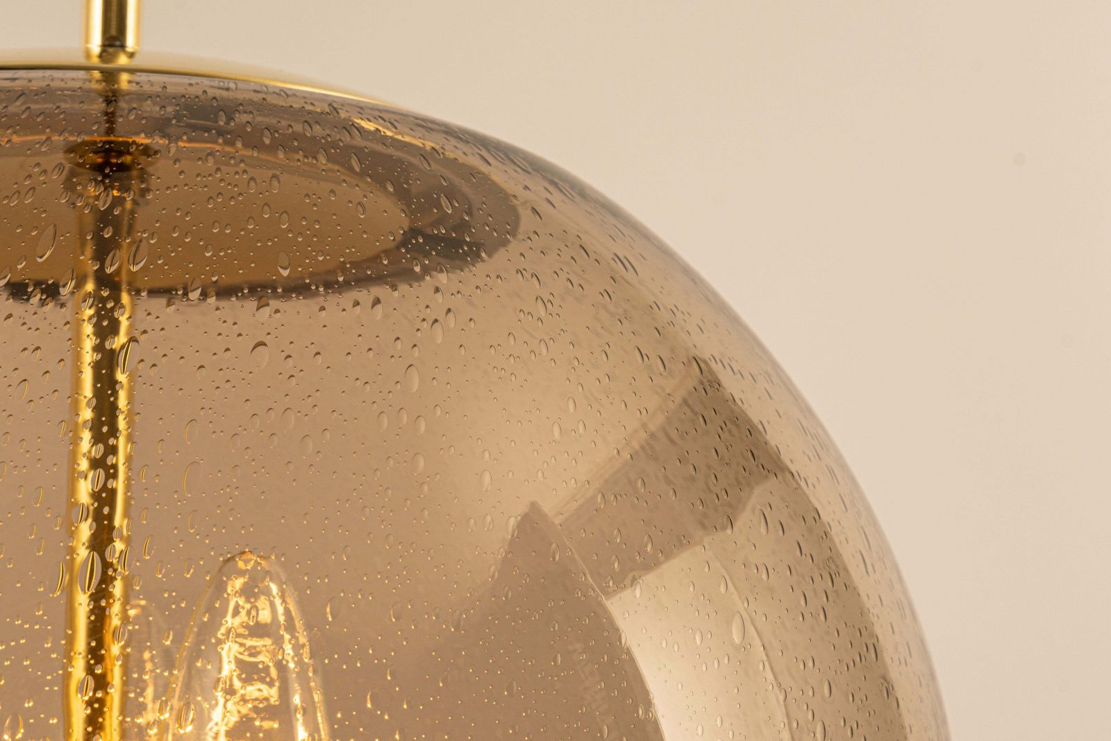 Large Limburg Brass With Smoked Glass Ball Pendant, Germany, 1970s photo buy