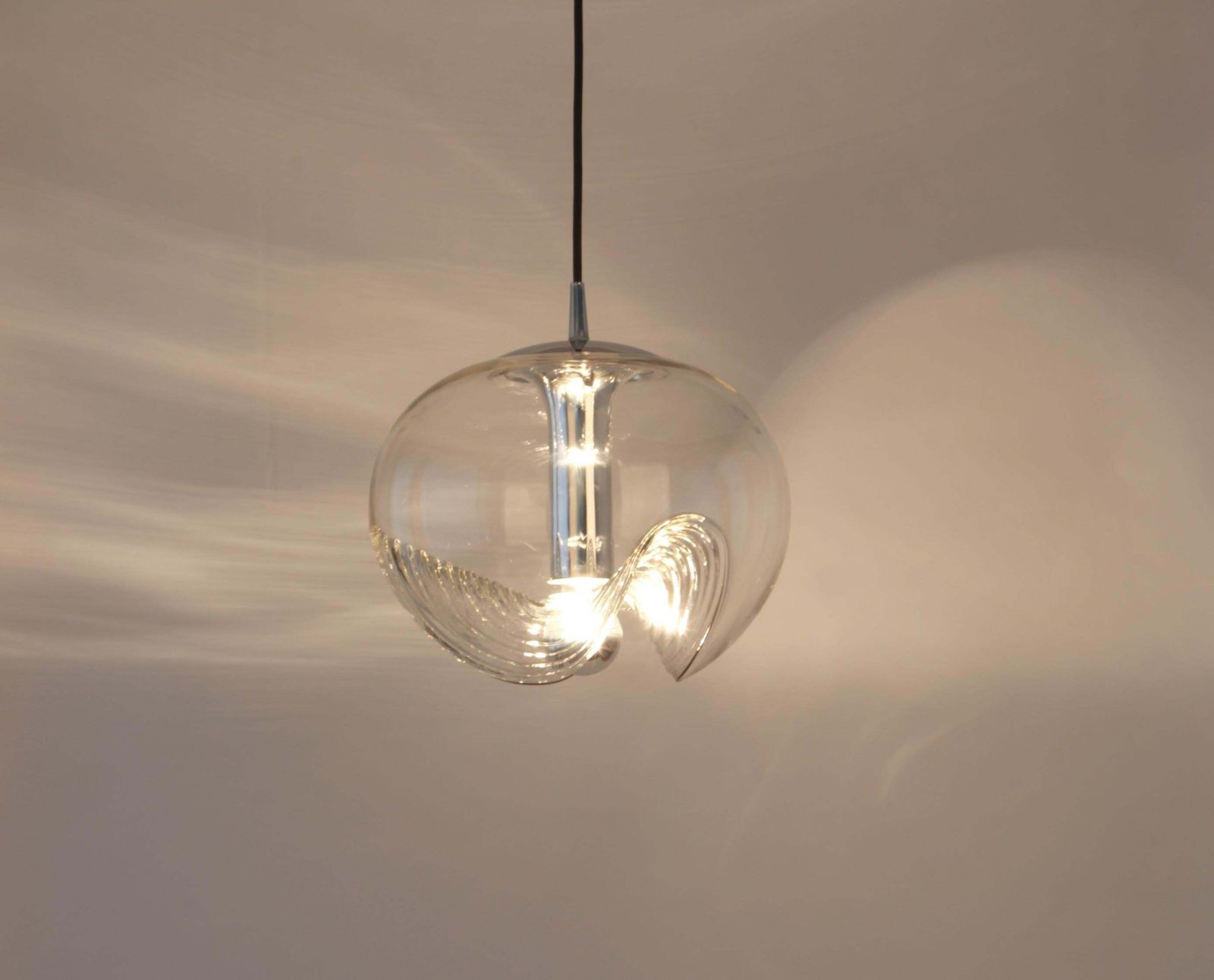 1118.0 1 Of 3 Large Clear Glass Pendant Light Designed By Koch & Lowy, Germany, 1970s photo