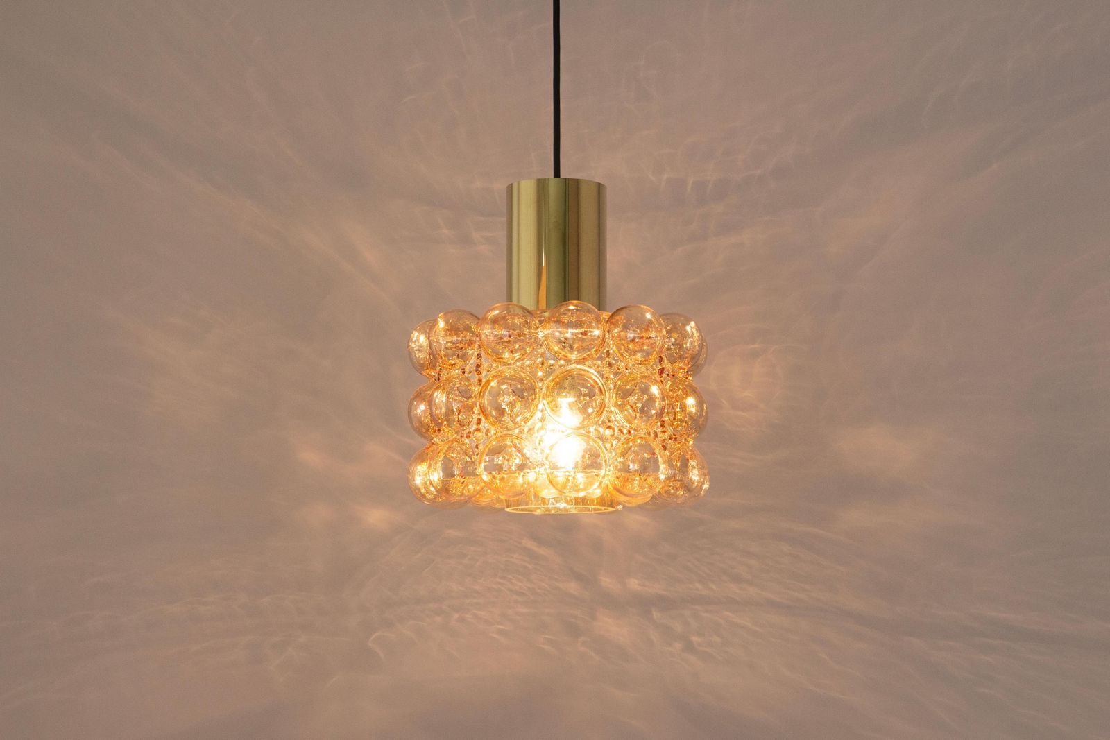 Large Amber Bubble Glass Pendant By Helena Tynell For Limburg, Germany, 1970s photo vinterior