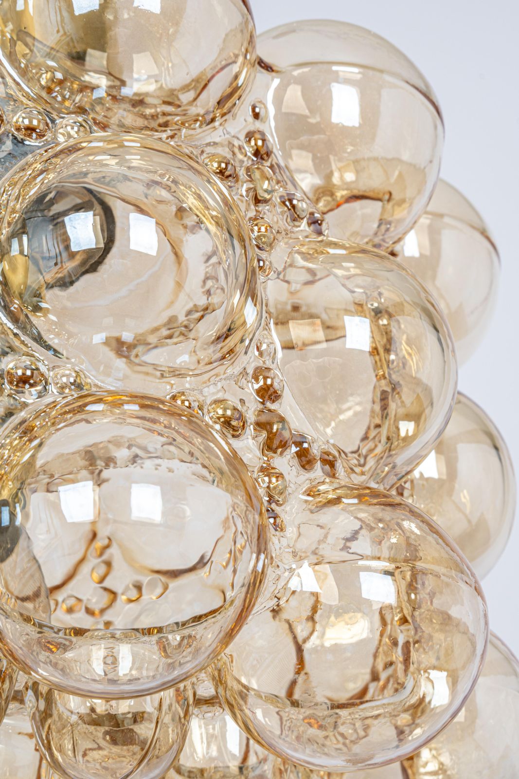 Large Amber Bubble Glass Pendant By Helena Tynell For Limburg, Germany, 1970s photo vinterior