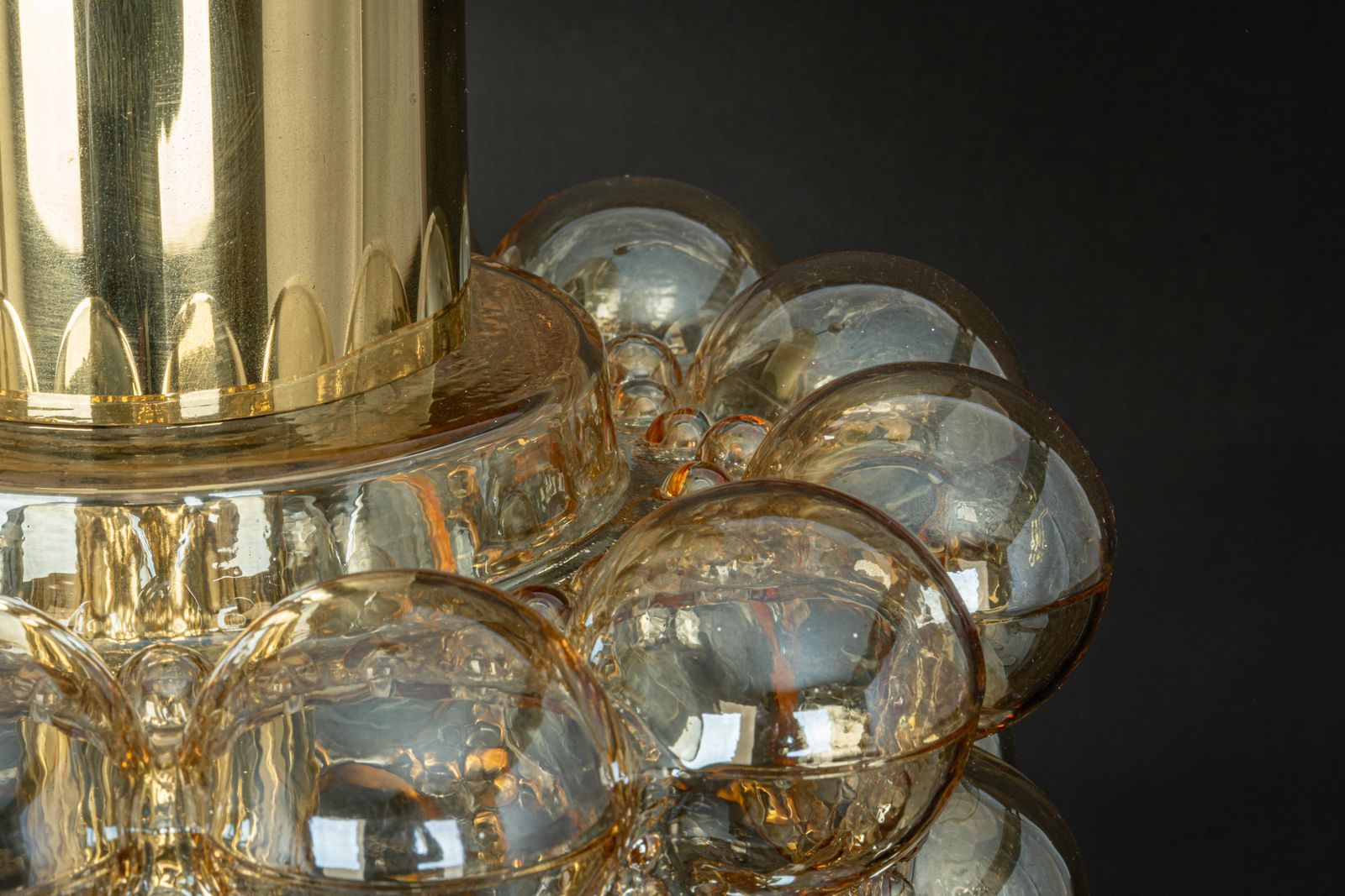 photo vinterior Large Amber Bubble Glass Pendant By Helena Tynell For Limburg, Germany, 1970s