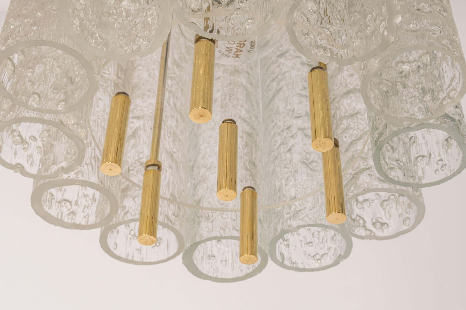 Pair Of Petite Murano Glass Tubes Pendant Light By Doria, Germany, 1960s photo 1118.0