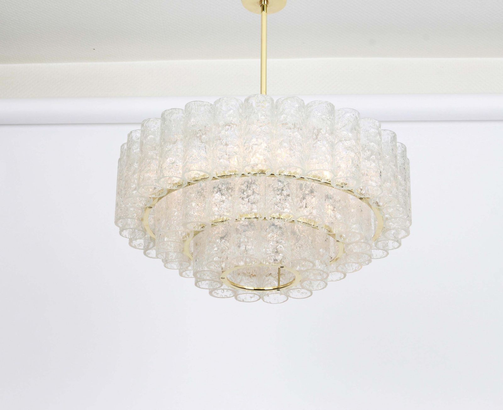 1247.0 1 Of 2 Stunning Murano Ice Glass Tubes Chandelier By Doria, Germany, 1960s photo
