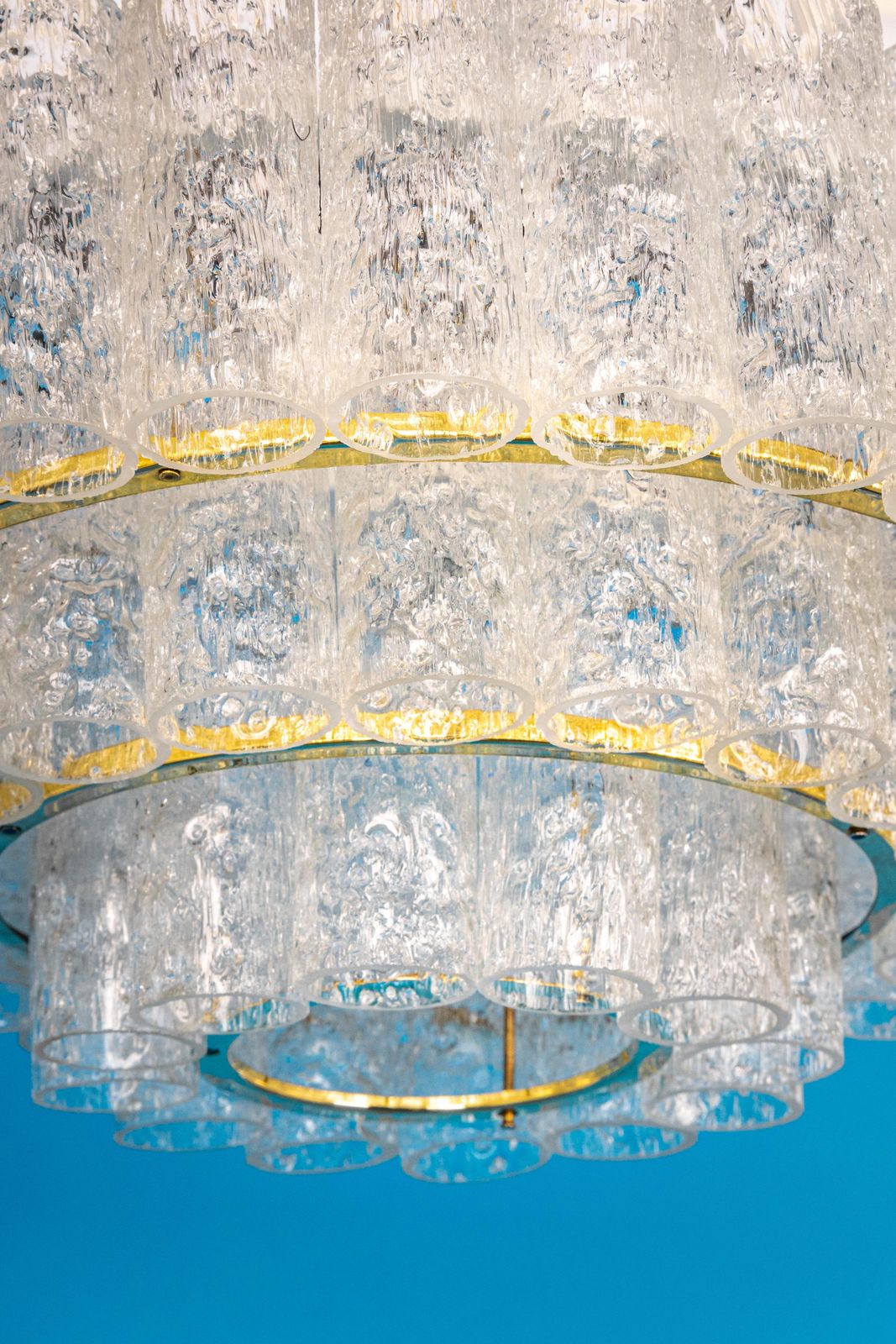 photo vintage 1 Of 2 Stunning Murano Ice Glass Tubes Chandelier By Doria, Germany, 1960s