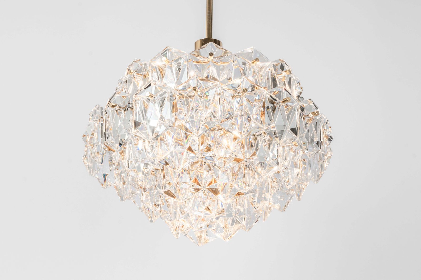 1 Of 3 Stunning Chandelier, Brass And Crystal Glass By Kinkeldey, Germany, 1970s photo for sale