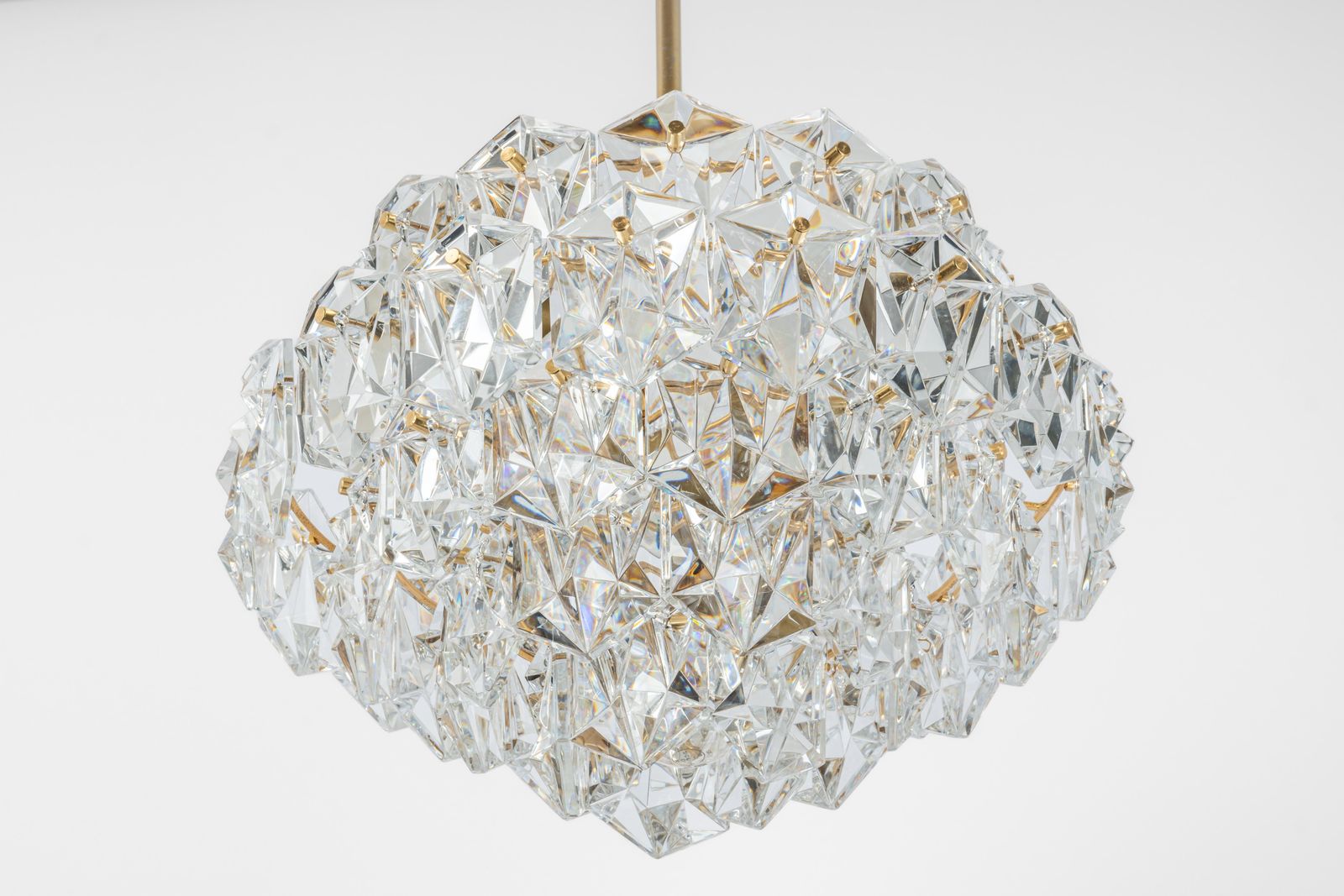 photo for sale 1 Of 3 Stunning Chandelier, Brass And Crystal Glass By Kinkeldey, Germany, 1970s