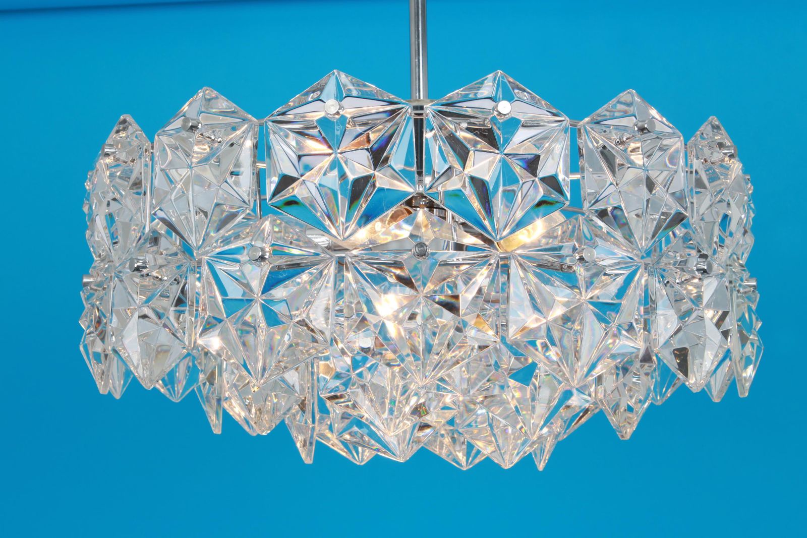 photo for sale Kinkeldey Chandelier Chrome S And Crystal Glass, Germany, 1970s