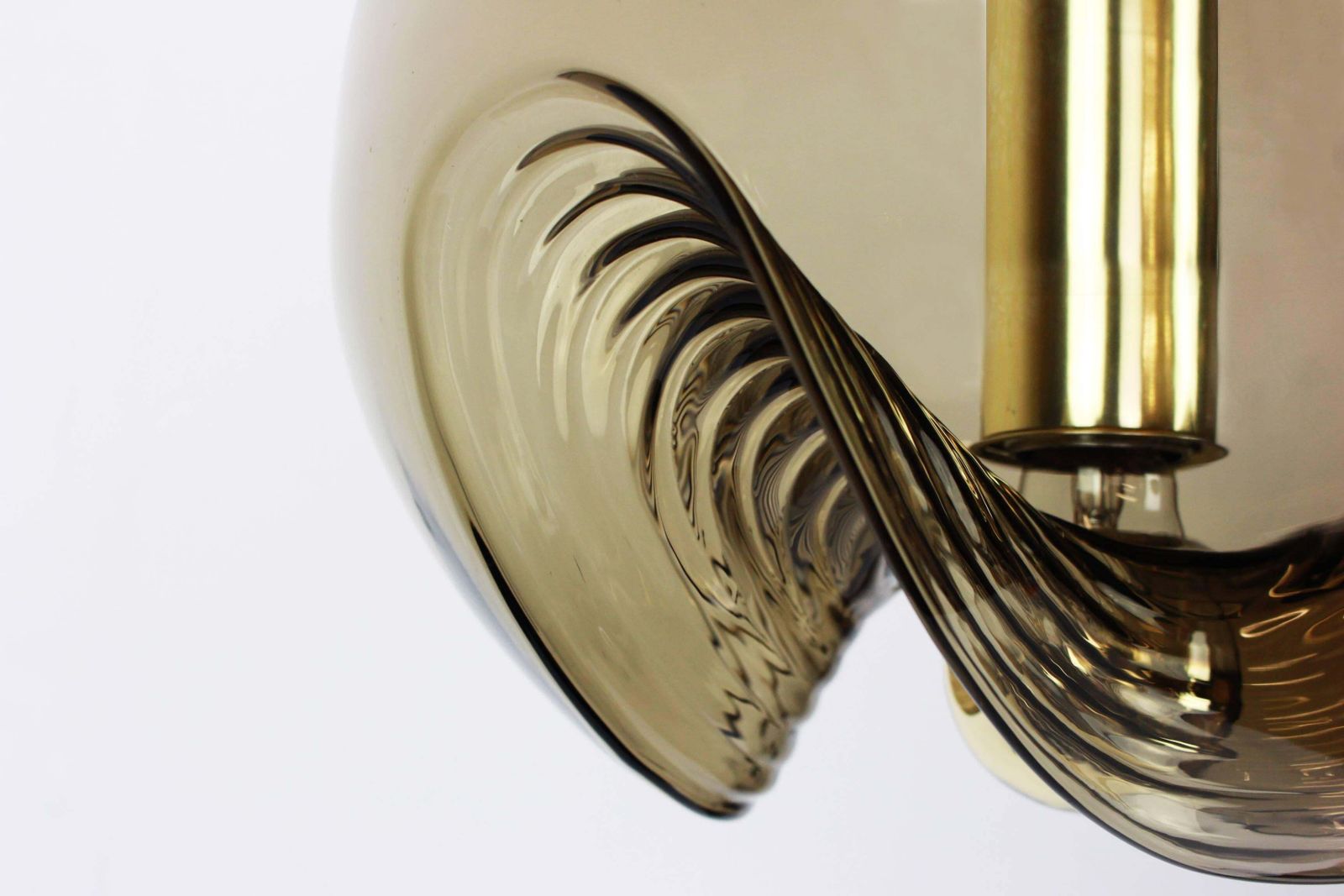 1 Of 7 Large Smoked Glass Pendant Light By Peill & Putzler, Germany, 1970s photo 1418.0