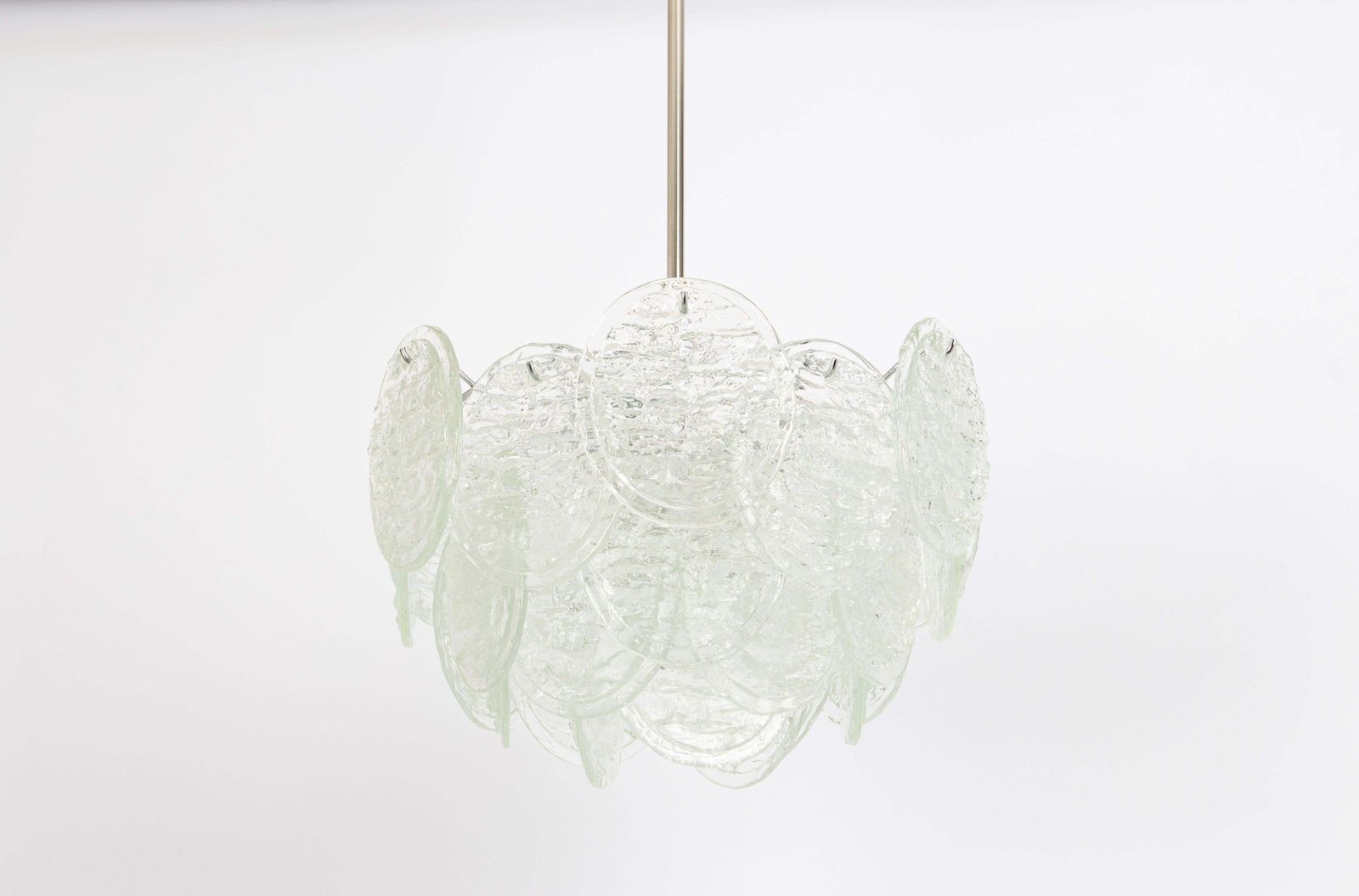 Large Murano Blatt Ice Glass Chandelier Leafs Form By Kalmar, Austria, 1960s photo furniture