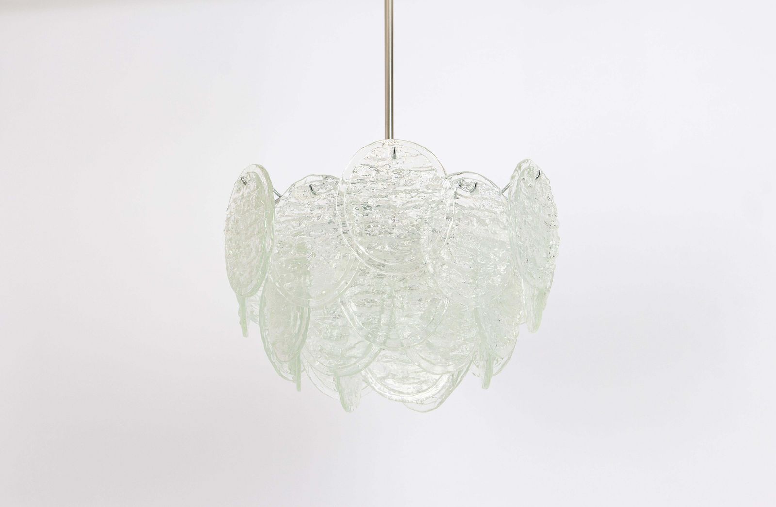 Large Murano Blatt Ice Glass Chandelier Leafs Form By Kalmar, Austria, 1960s photo vinterior