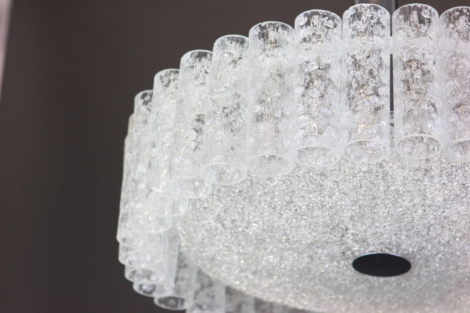 Large Murano Ice Glass Tubes Chandelier By Doria, Germany, 1970s photo 1418.0