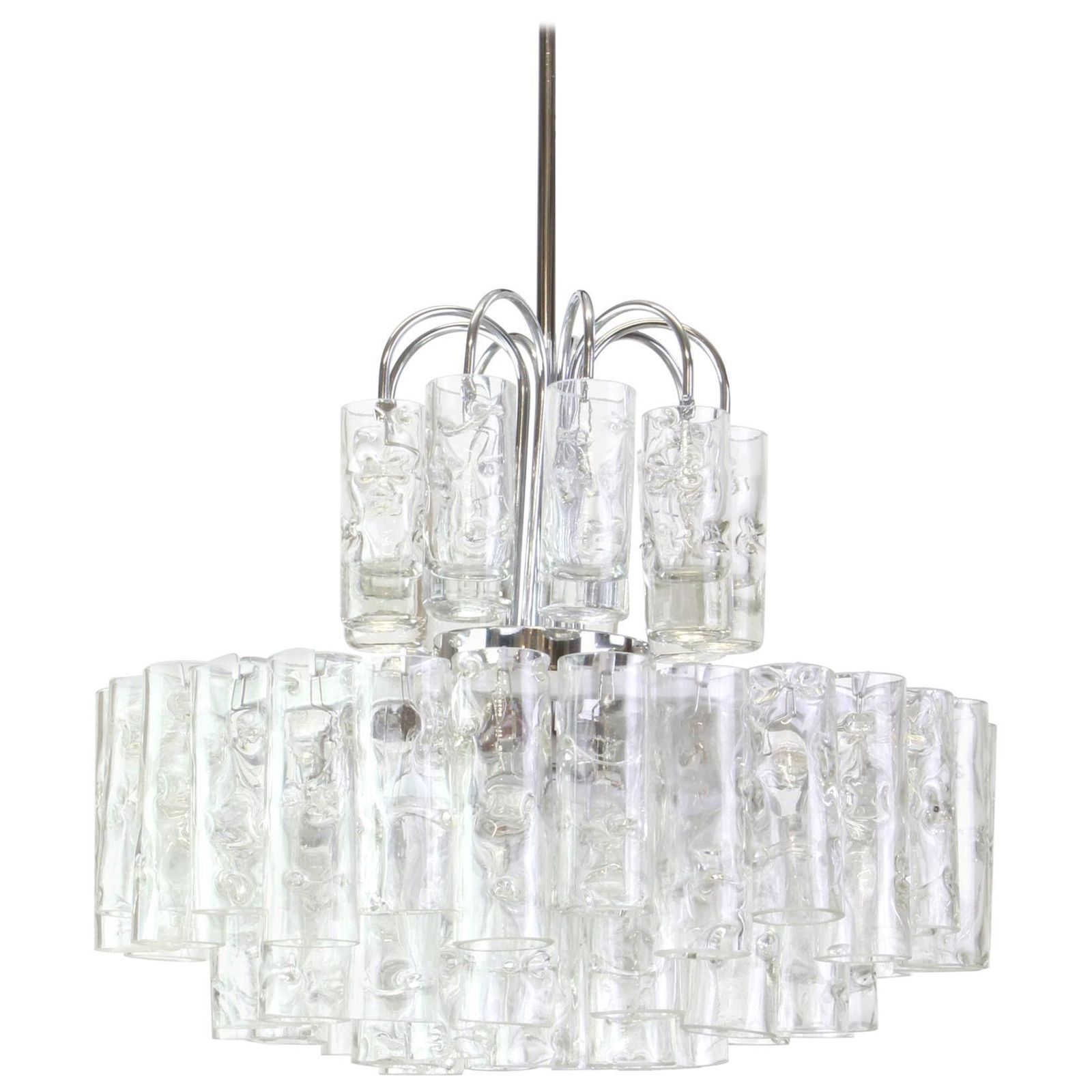 Stunning Murano Ice Glass Tubes Chandelier By Doria, Germany, 1960s
