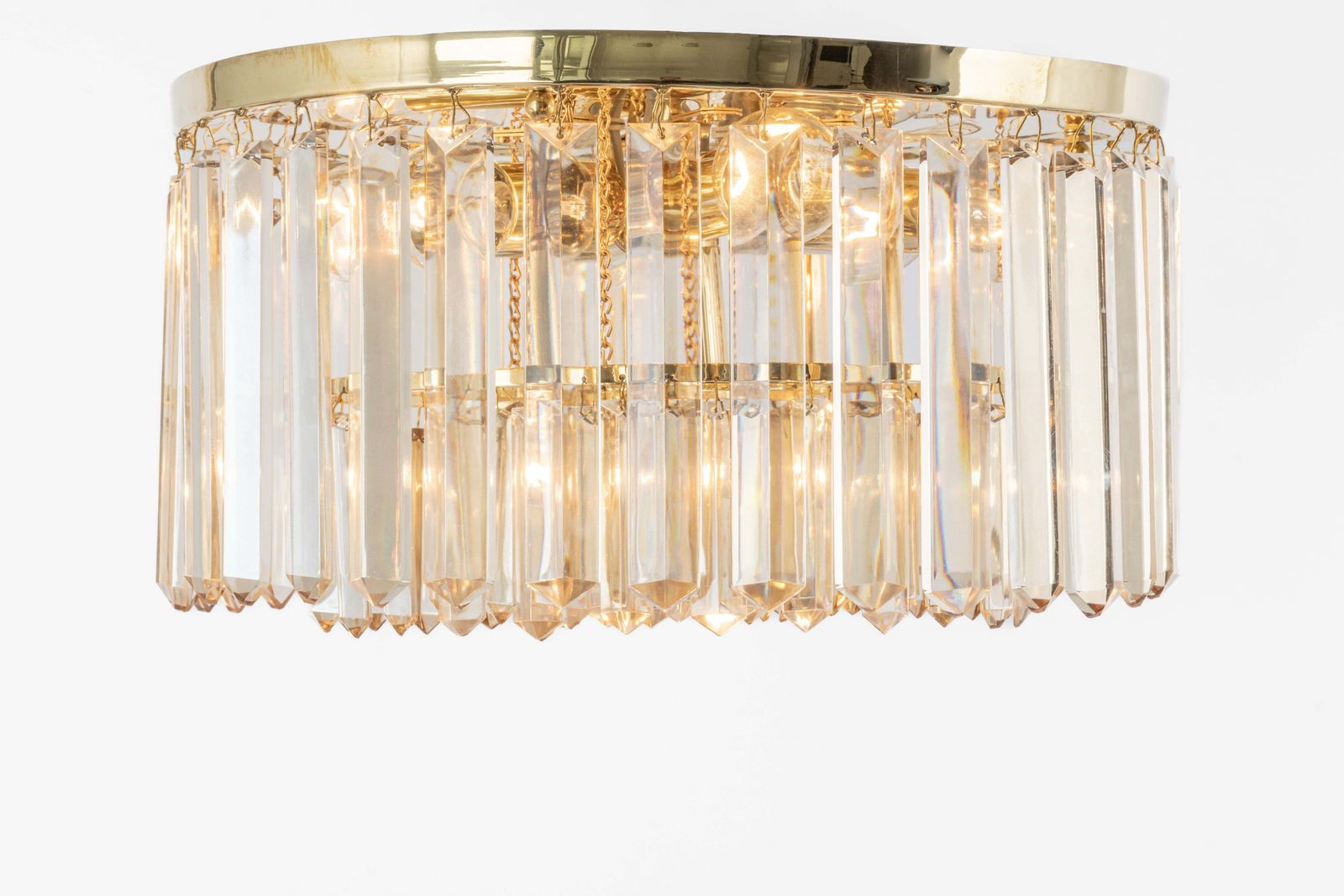 Verlichting Grote Messing Plafondlamp, Ontworpen Door Palwa, Duitsland, Jaren 1970 photo