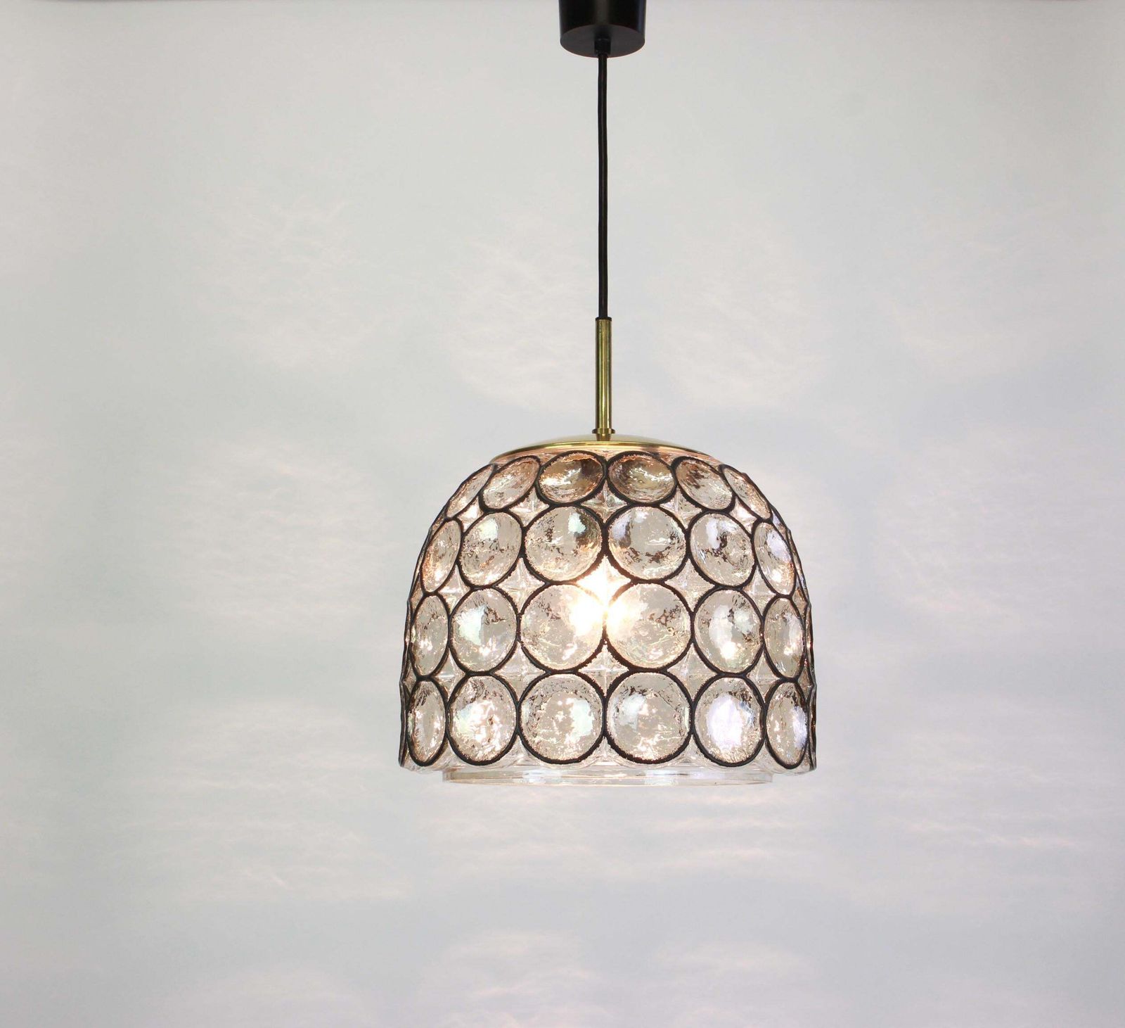 1 Of 16 Iron And Clear Glass Pendant Lights By Limburg, Germany, 1960s photo buy