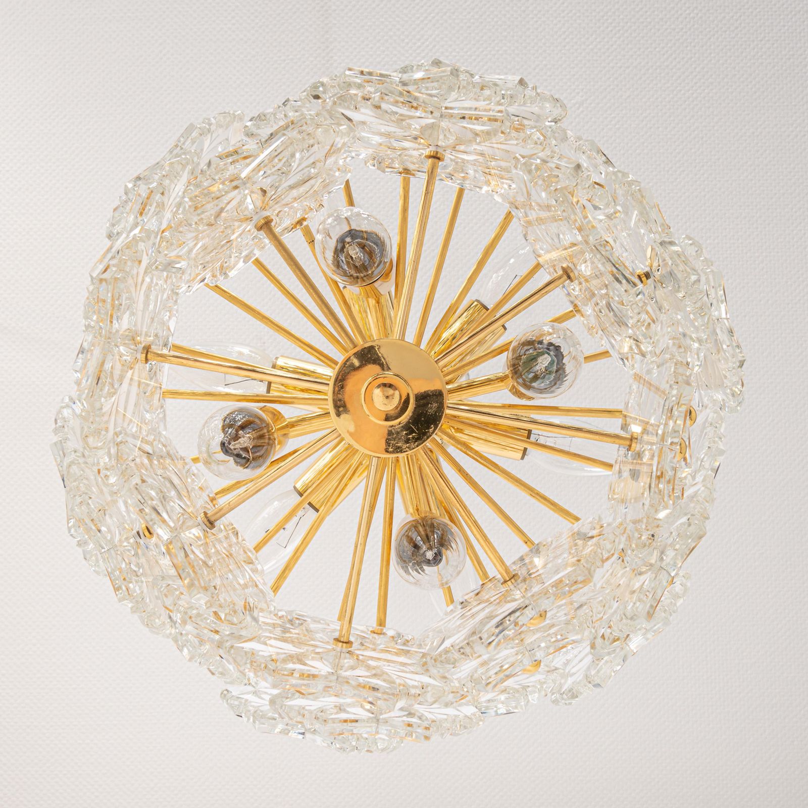 Gilt Brass, Crystal Glass Chandelier, Germany, 1970s photo buy